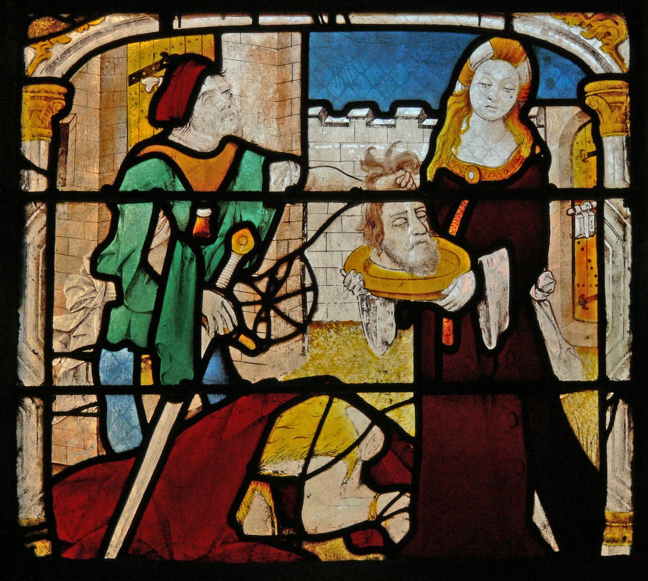 Janela que representa Salomé recebendo a cabeça de São João Batista (vitral) de French School