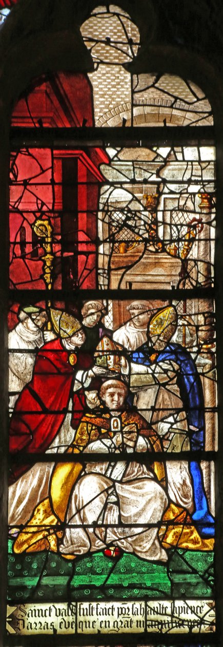 Janela representando Cena da vida de São Vast (vitral) de French School