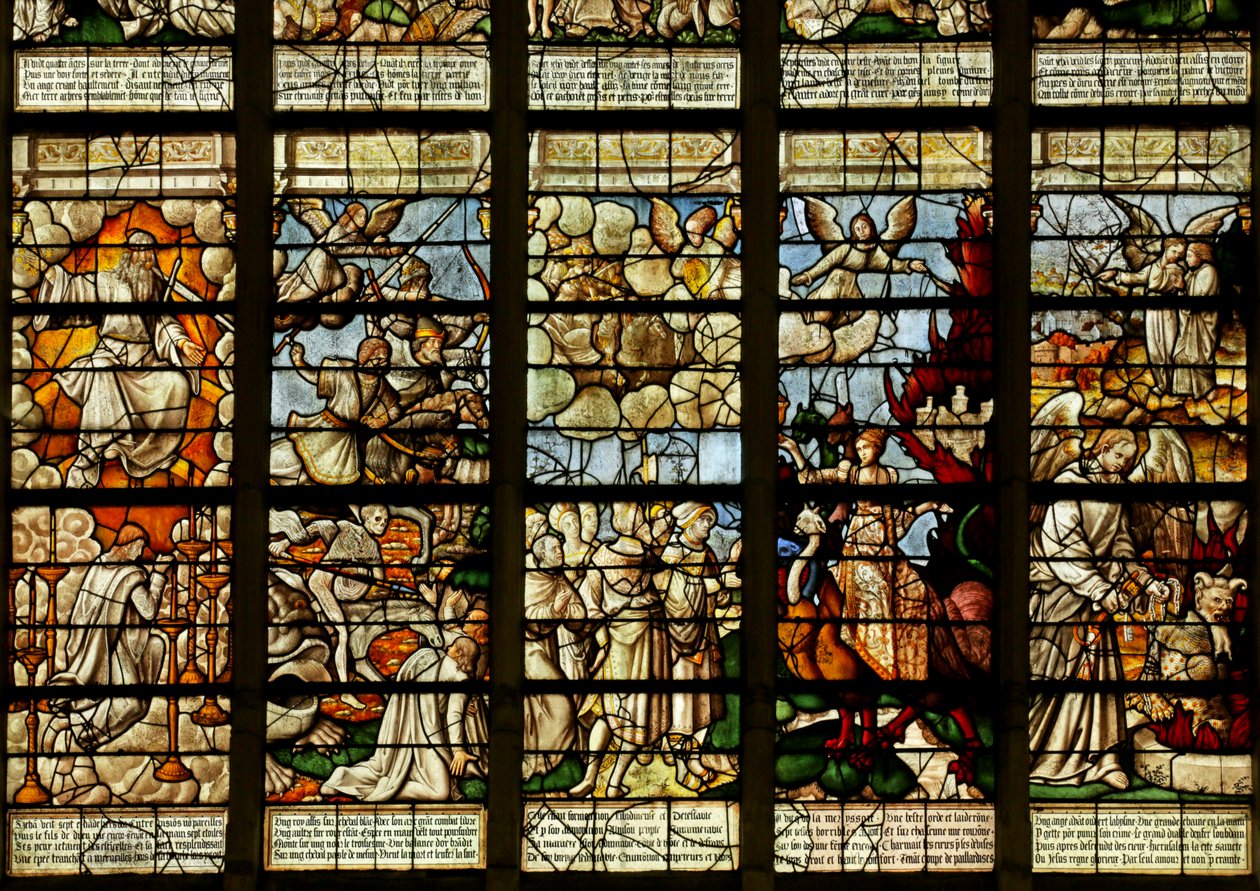 Janela que representa Cenas do Livro do Apocalipse (vitral) de French School