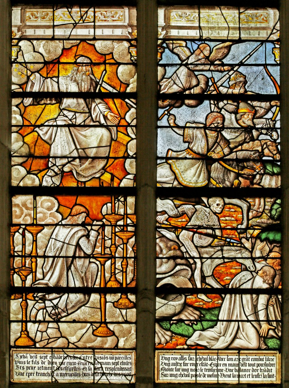 Janela que representa Cenas do Livro do Apocalipse (vitral) de French School