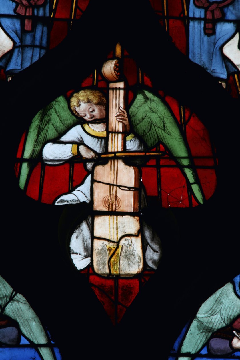Janela retratando um anjo musical de French School