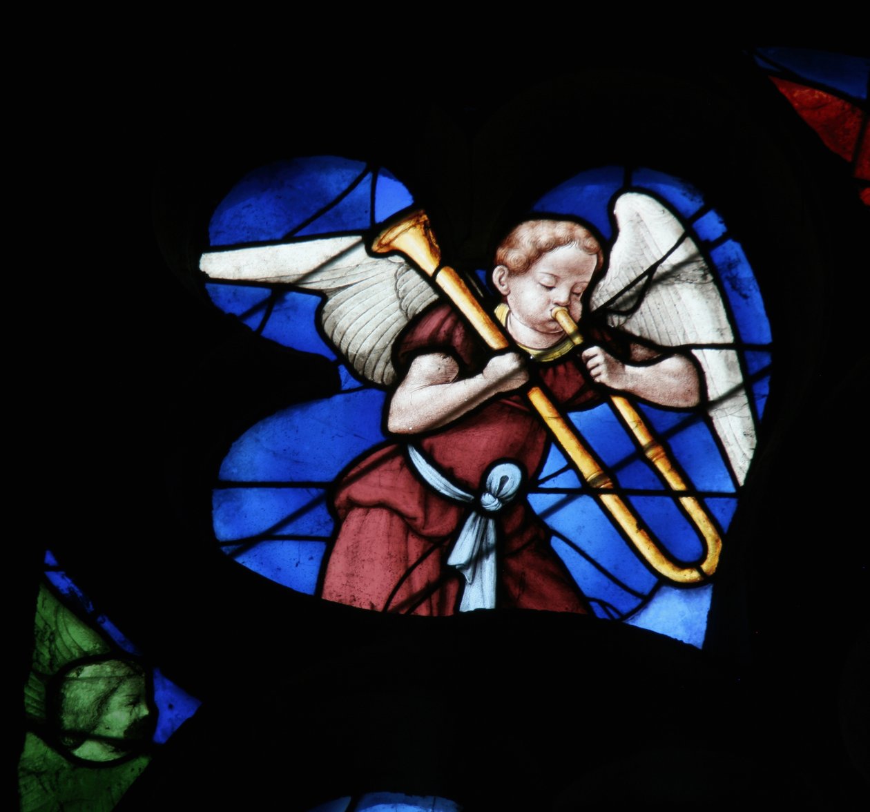 Janela retratando um anjo musical de French School