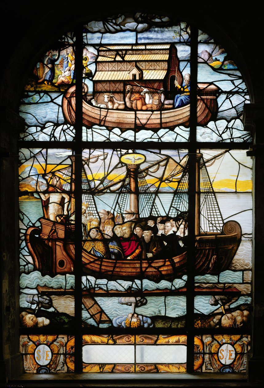 Janela representando um navio com santos e Arca de Noé, 1612-22 de French School