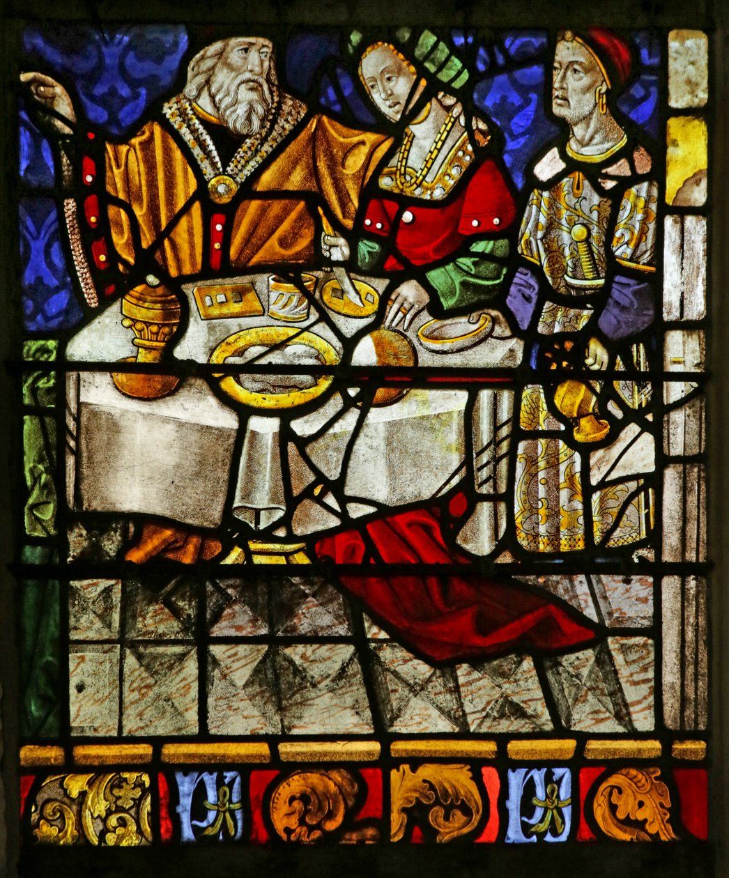Janela que representa a refeição Cena (vitral) de French School
