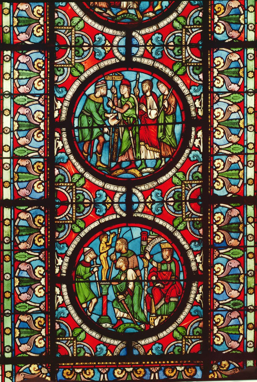 Janela retratando cenas da vida de São Maurício, do século XII a XIII de French School