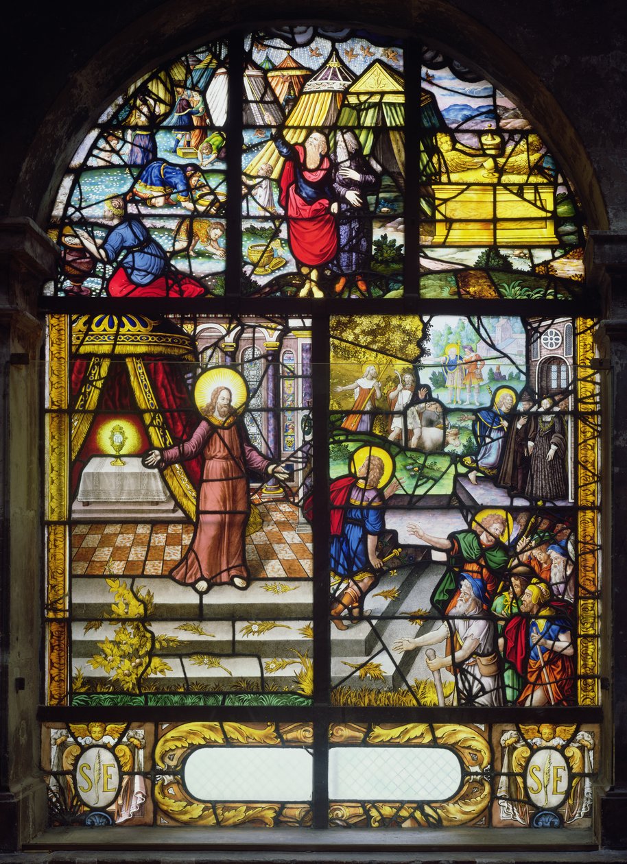Janela retratando o recolhimento do maná, 1612-22 de French School