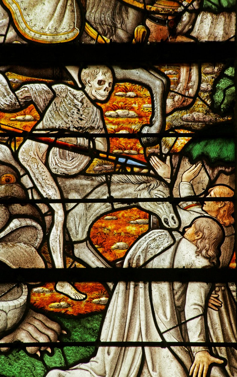 Janela que representa o Apocalipse: os Quatro Cavaleiros do Apocalipse (vitral) de French School