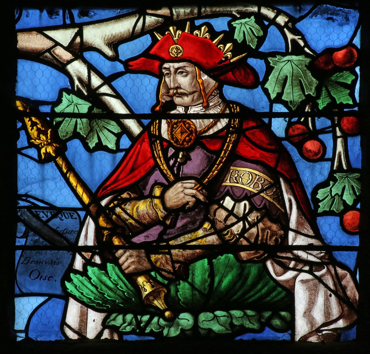 Janela que representa a Árvore de Jesse (na sua maioria moderna) (vitral) de French School