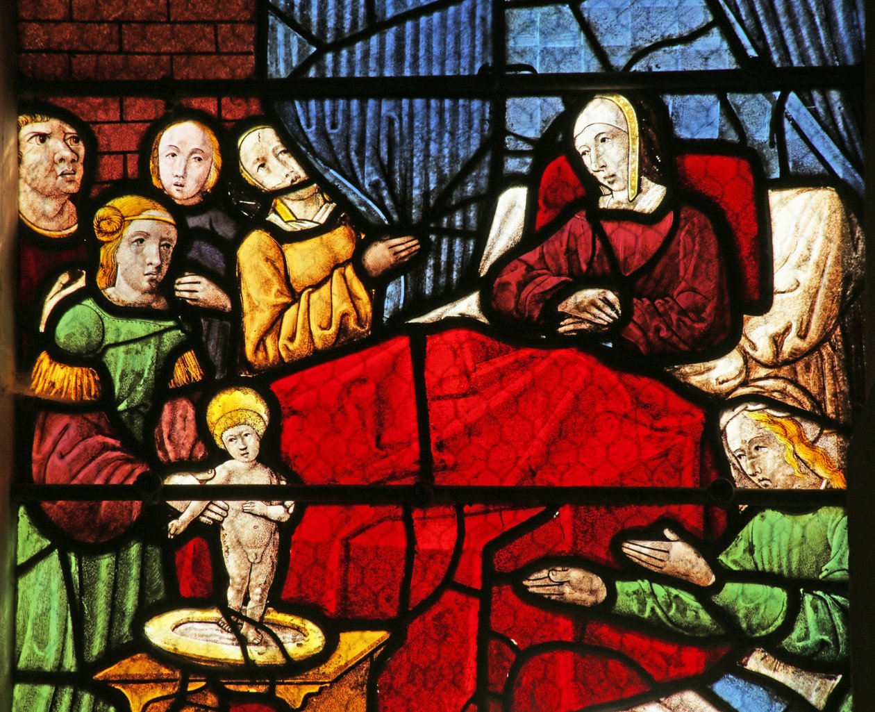 Janela que representa o nascimento de São Nicolau (vitral) de French School