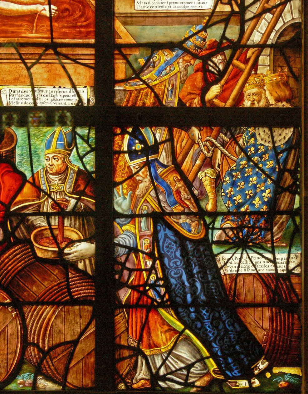 Janela no Charnier (w.11) representando um detalhe do Mystic Wine Press de French School