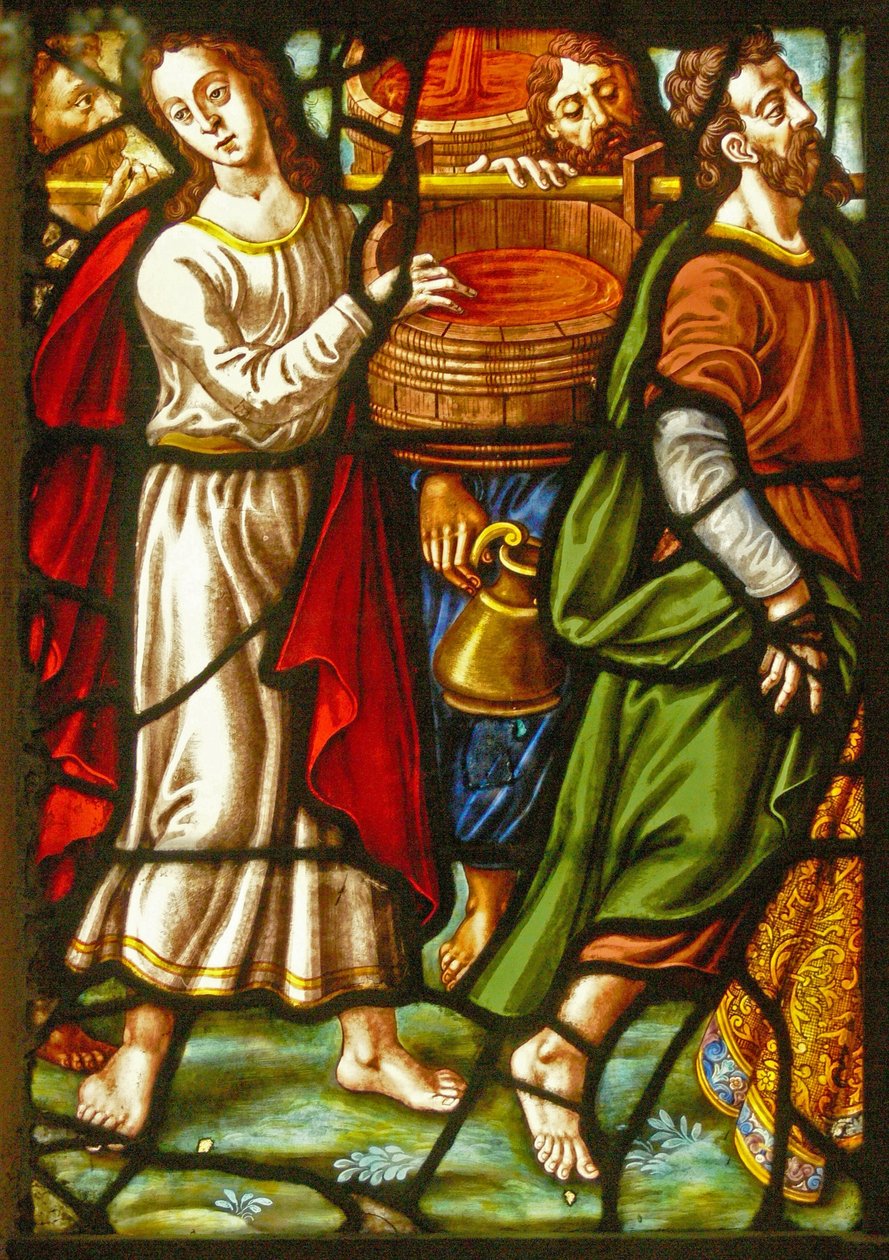 Janela no Charnier (w.11) representando um detalhe do Mystic Wine Press de French School