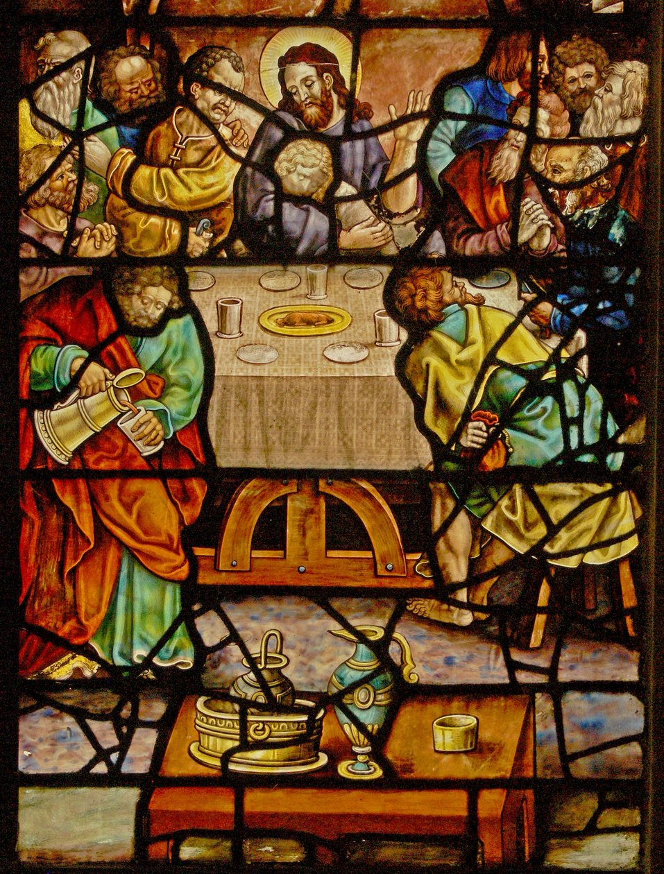 Janela no Charnier (w.12) representando a Última Ceia de French School