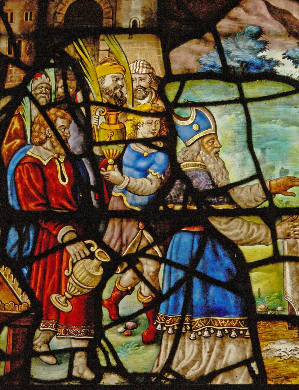 Janela no Charnier (w.12) representando a oferta de Melchisedek de French School