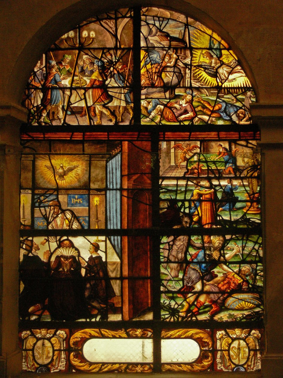 Janela no Charnier (w.6) representando a Páscoa, a Páscoa e os pecados de French School
