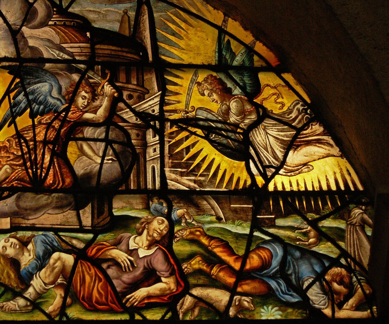 Janela no Charnier (w.6) representando a Páscoa e o anjo da morte de French School