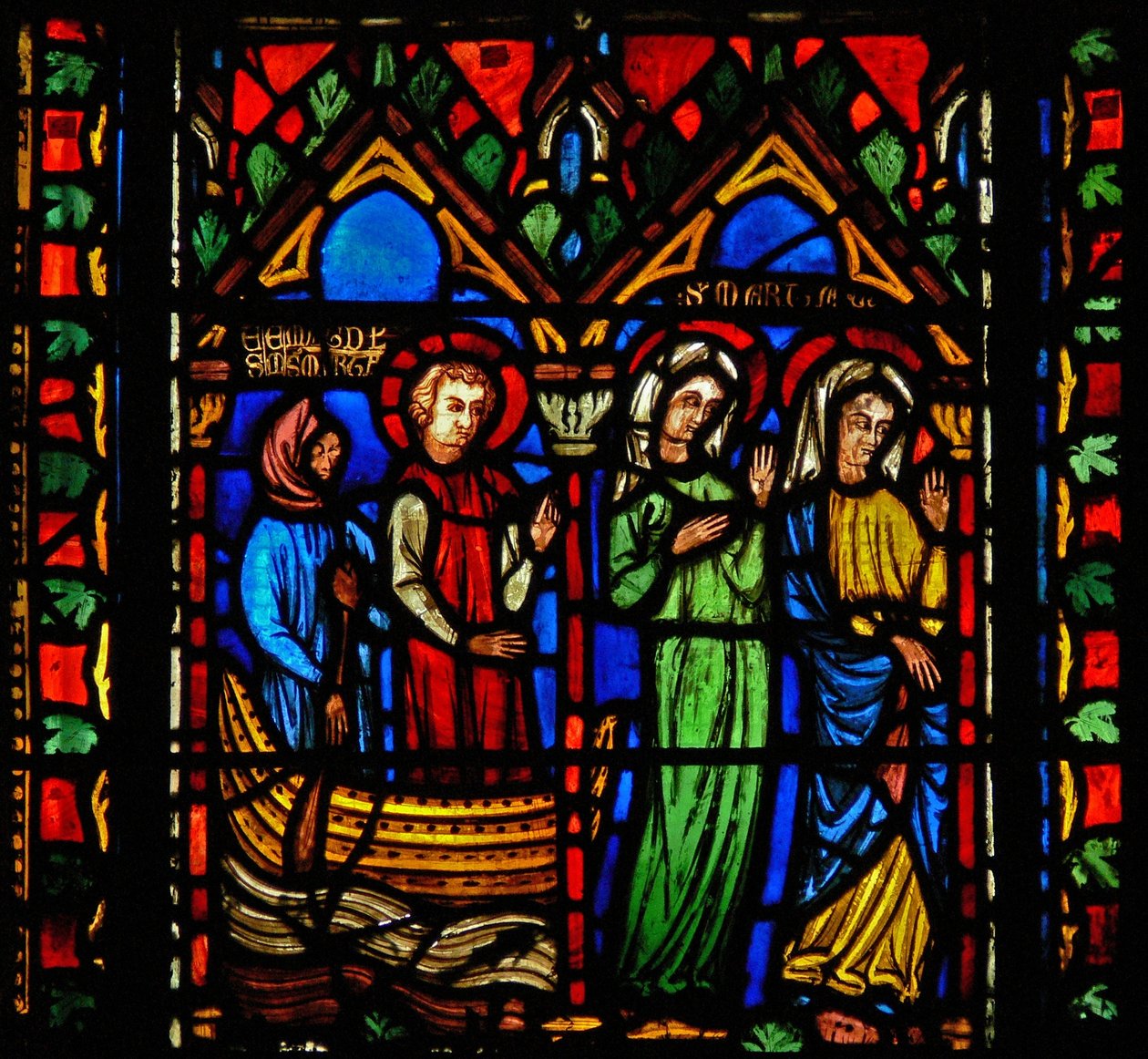 Janela n1-C representando uma cena da vida de Santa Maria Madalena - ela chega a Marselha de French School