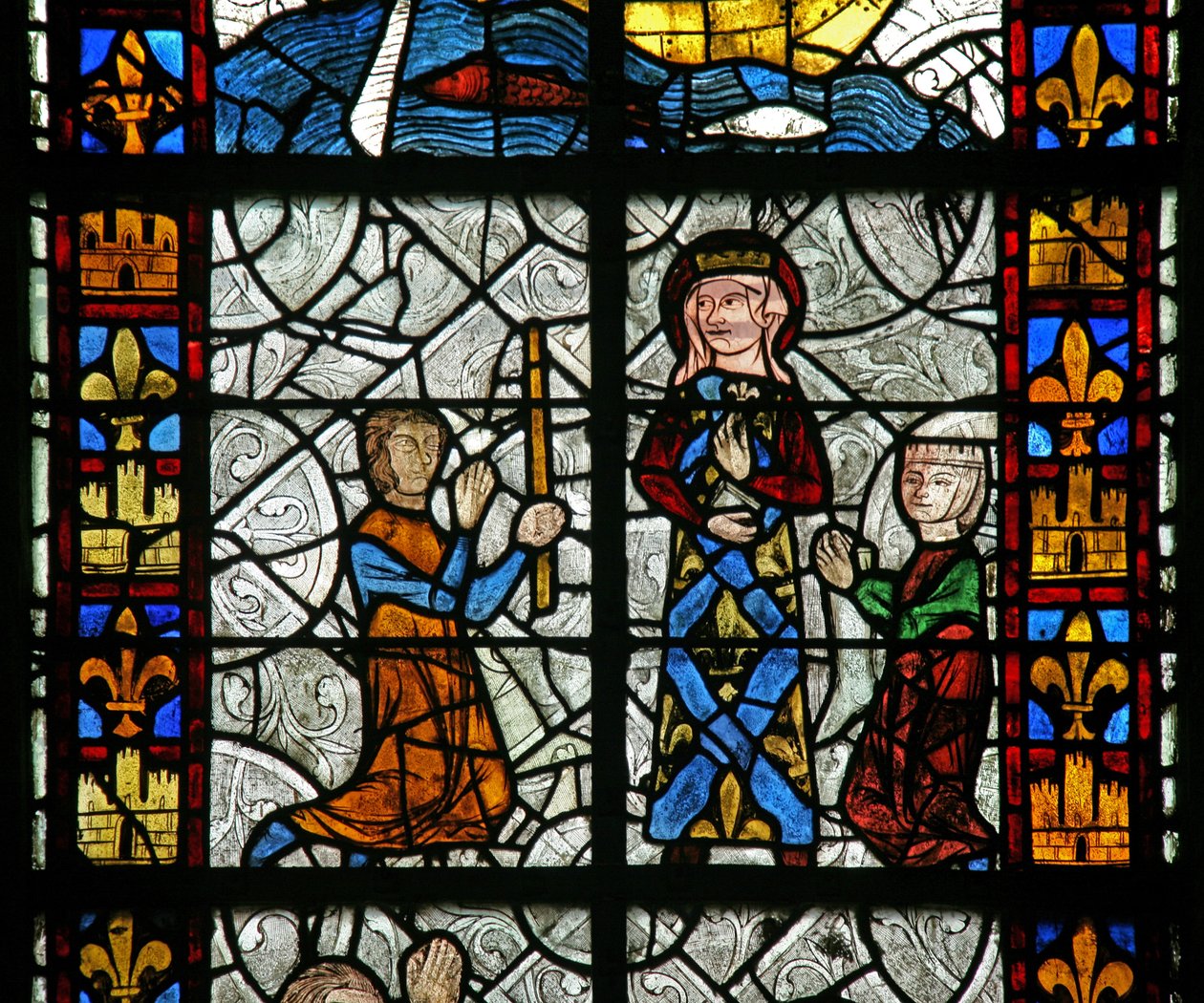 Janela n1 representando Santo Radegonde: Uma cura no túmulo dos santos; de gota (Provavelmente não a cura tradicional de Godas) de French School