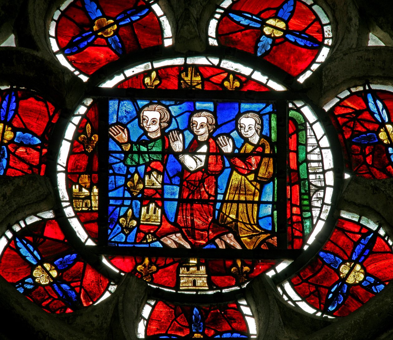 Janela n3 representando um doador - Alphonse de Poitiers e família de French School