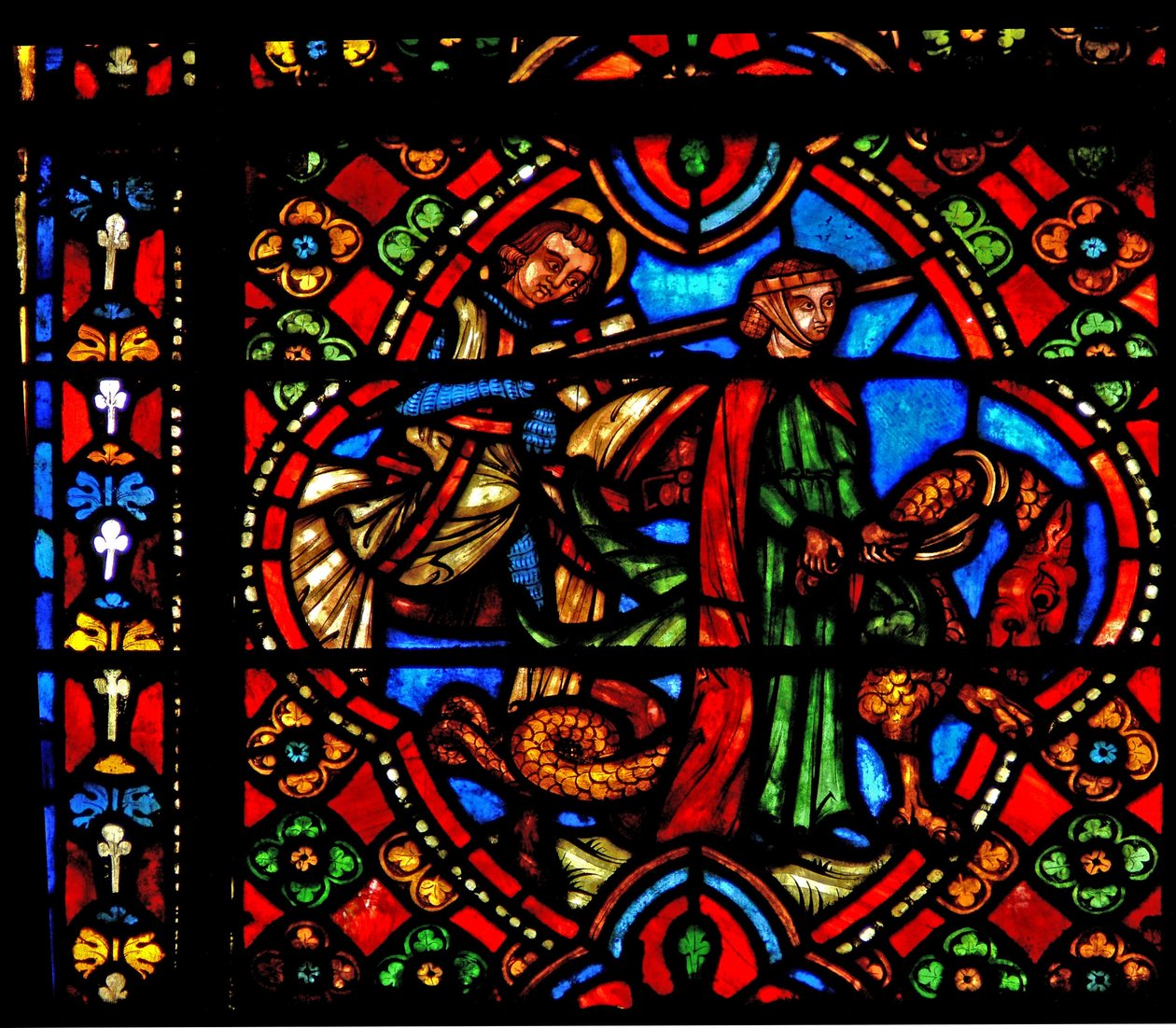Janela n3 retratando cenas da vida de St George; o dragão está domado de French School