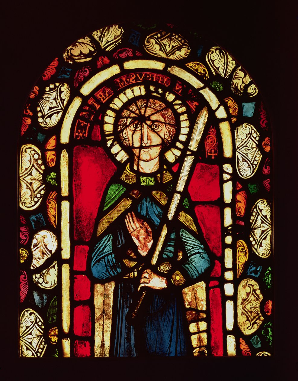 Janela de São Timóteo com a palma dos mártires, removida da Abadia de Neuwiller, estúdio de Lorin de Chartres, escola da Alsácia de French School