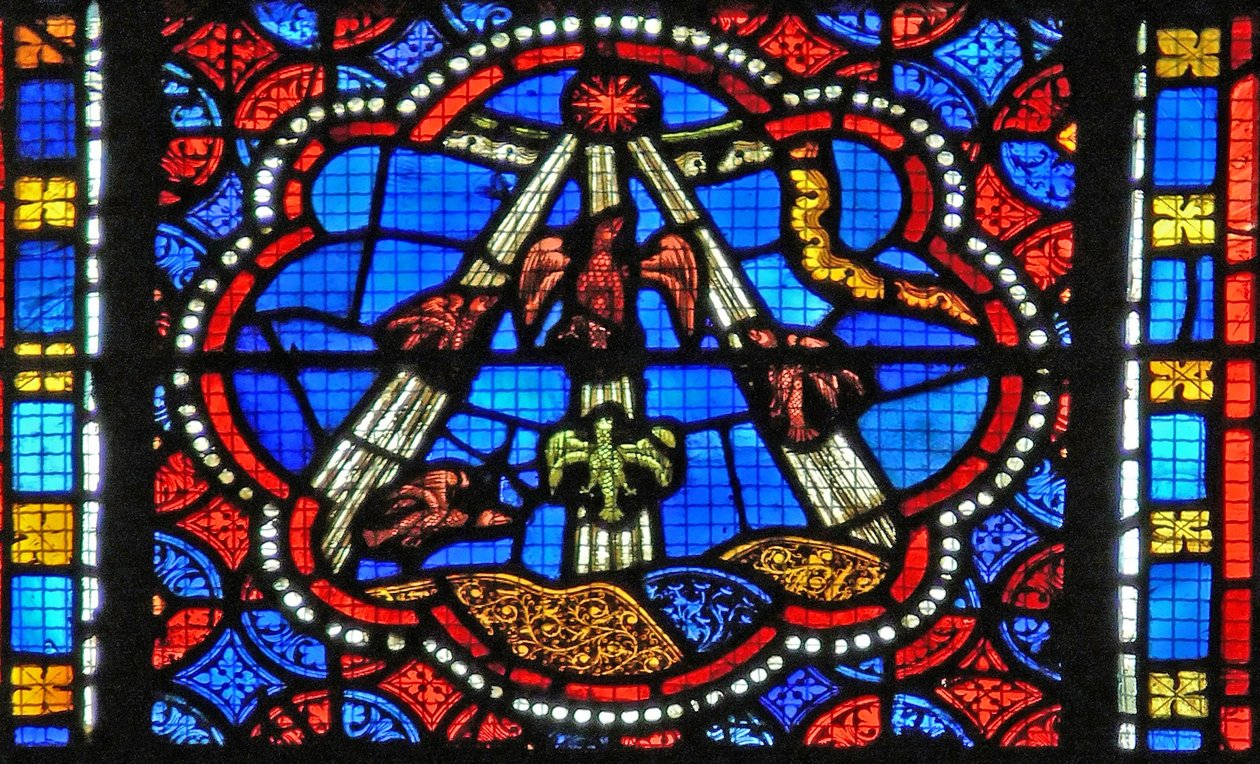 Janela s2-L representando Pentecostes - o Espírito desce de French School