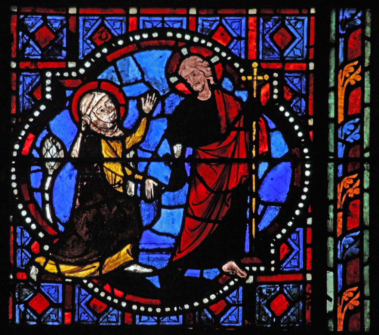 Janela w02 representando uma cena de ressurreição: Noli Me Tangere de French School