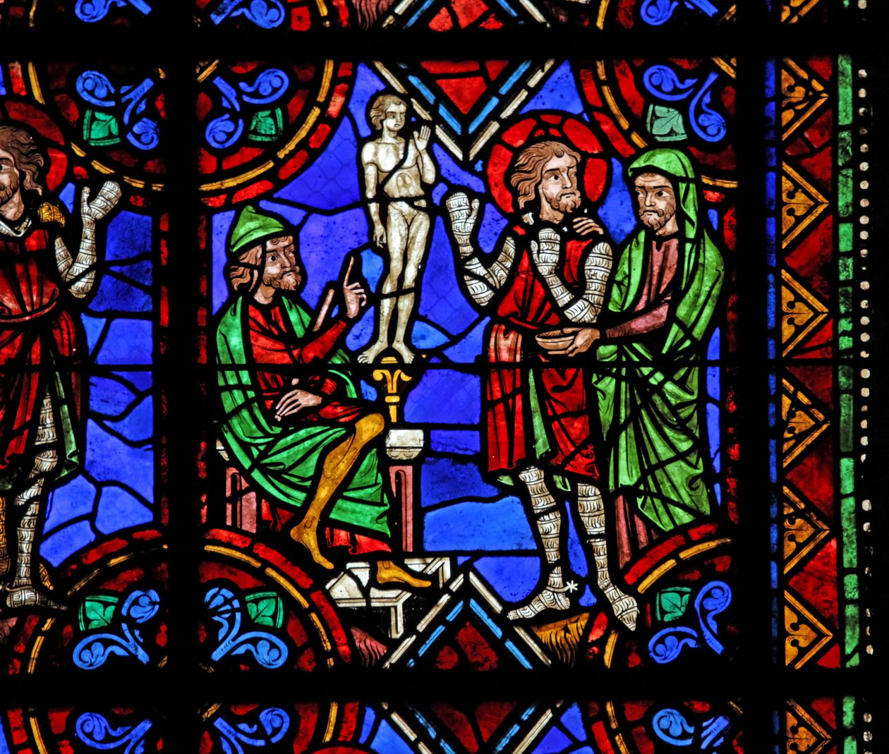 Janela w06 representando St Julian de Brioude história - St Ferreol, um amigo de Julien, que morreu durante as perseguições de Diocleciano, forçado a adorar ídolos de French School