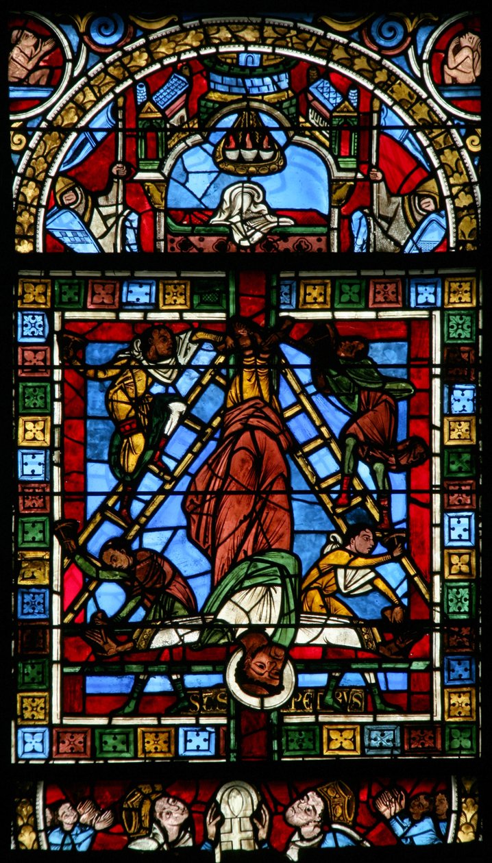 Janela w0 representando a crucificação de São Pedro de French School