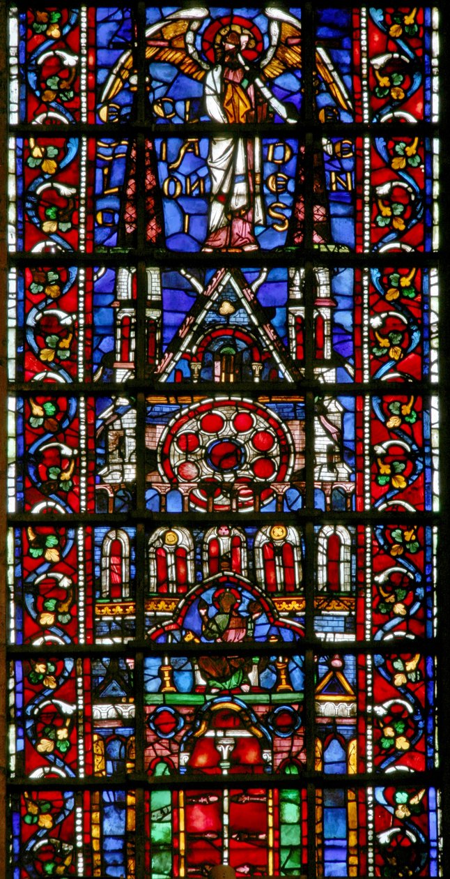 Janela w101 retratando a catedral da igreja de Laon de French School