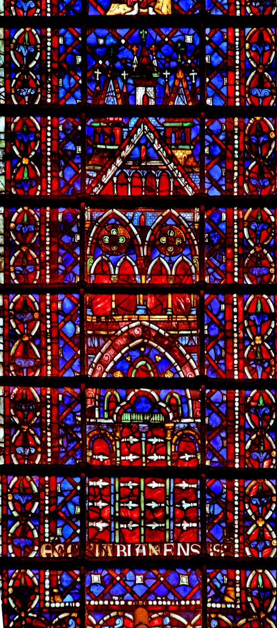 Janela w105 retratando a catedral da igreja de Amiens de French School
