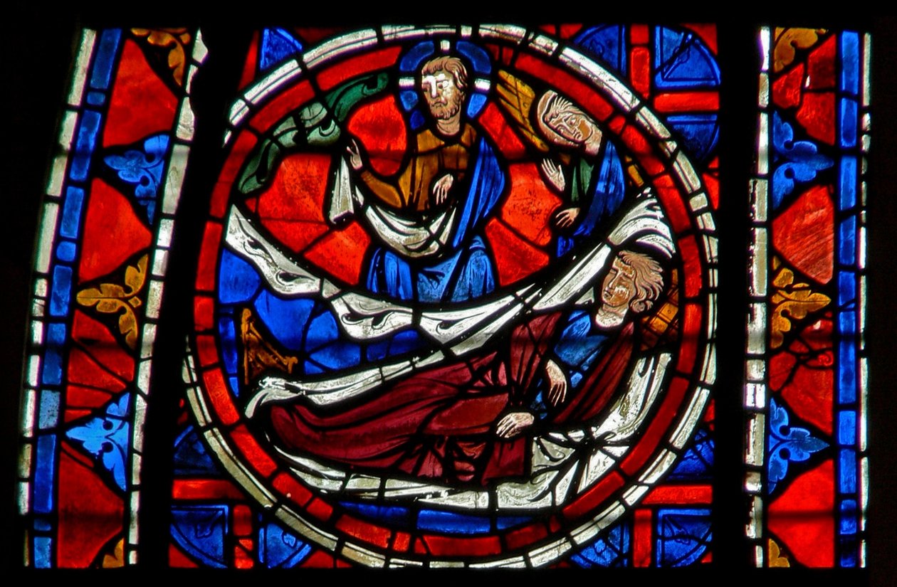 Janela w109 retratando St Martin sonha que ele conhece a Cristo de French School