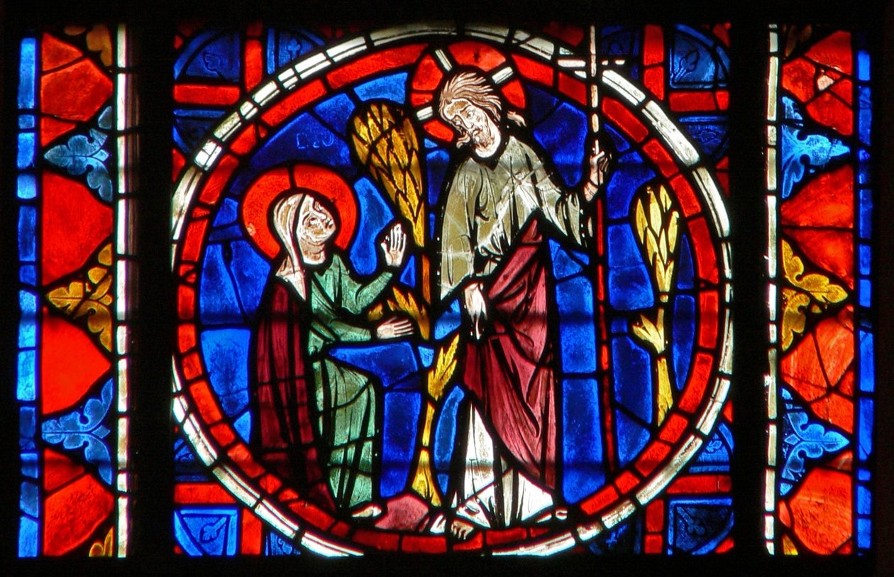 Janela w109 retratando Santa Maria Madalena com Cristo no jardim da ressurreição de French School