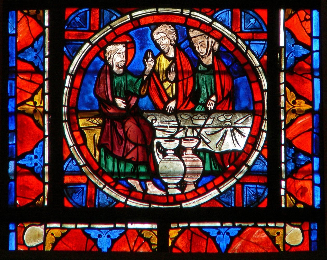 Janela w109 retratando uma cena da vida de Santa Maria Madalena - na refeição no lugar de Simons de French School