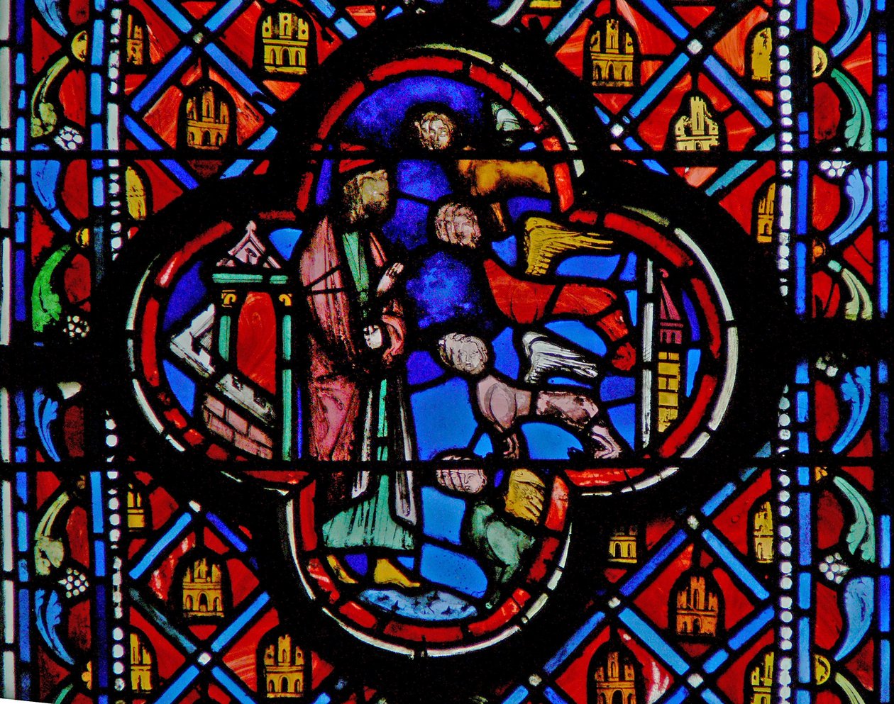 Janela w10 Ezekiels visão das Quatro Criaturas Vivas Ez I 5-14 de French School