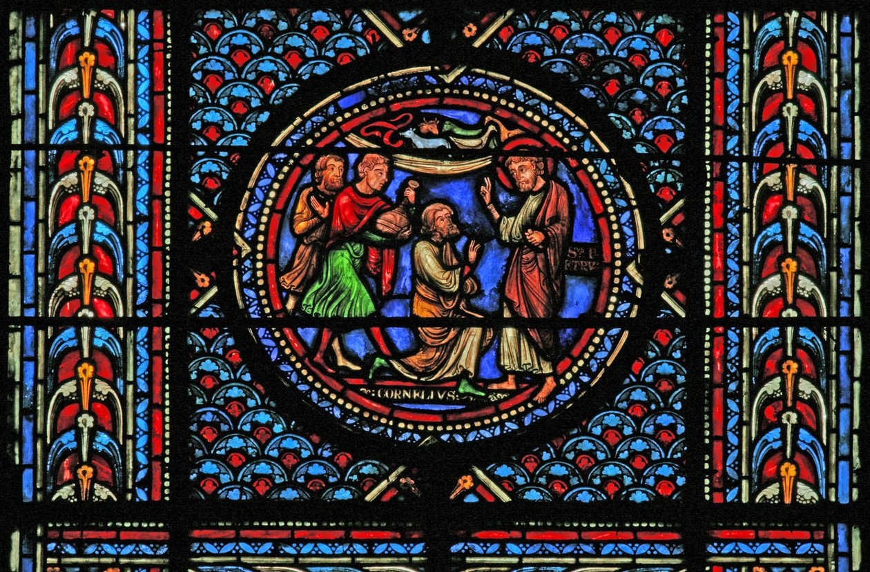 Janela w10 representando St Peter converte o centurião de French School