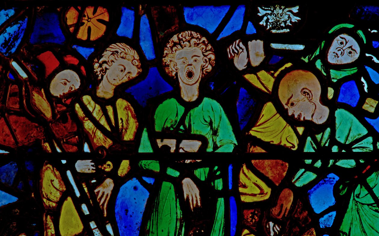 Janela w10 retratando uma cena da vida de São Vicente de French School