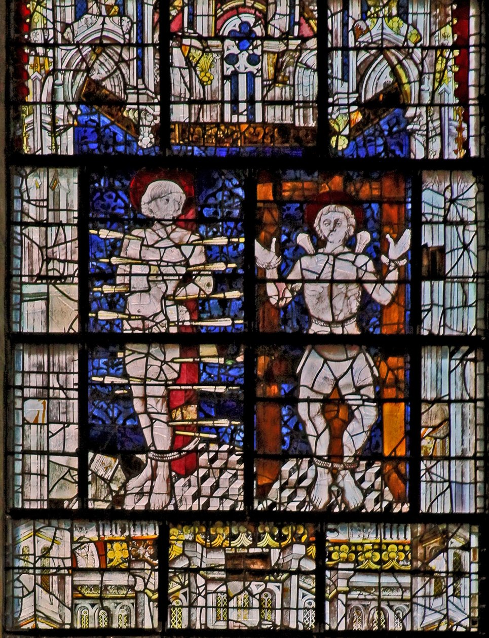 Janela w115 retratando St Sebastian e St Quentin de French School