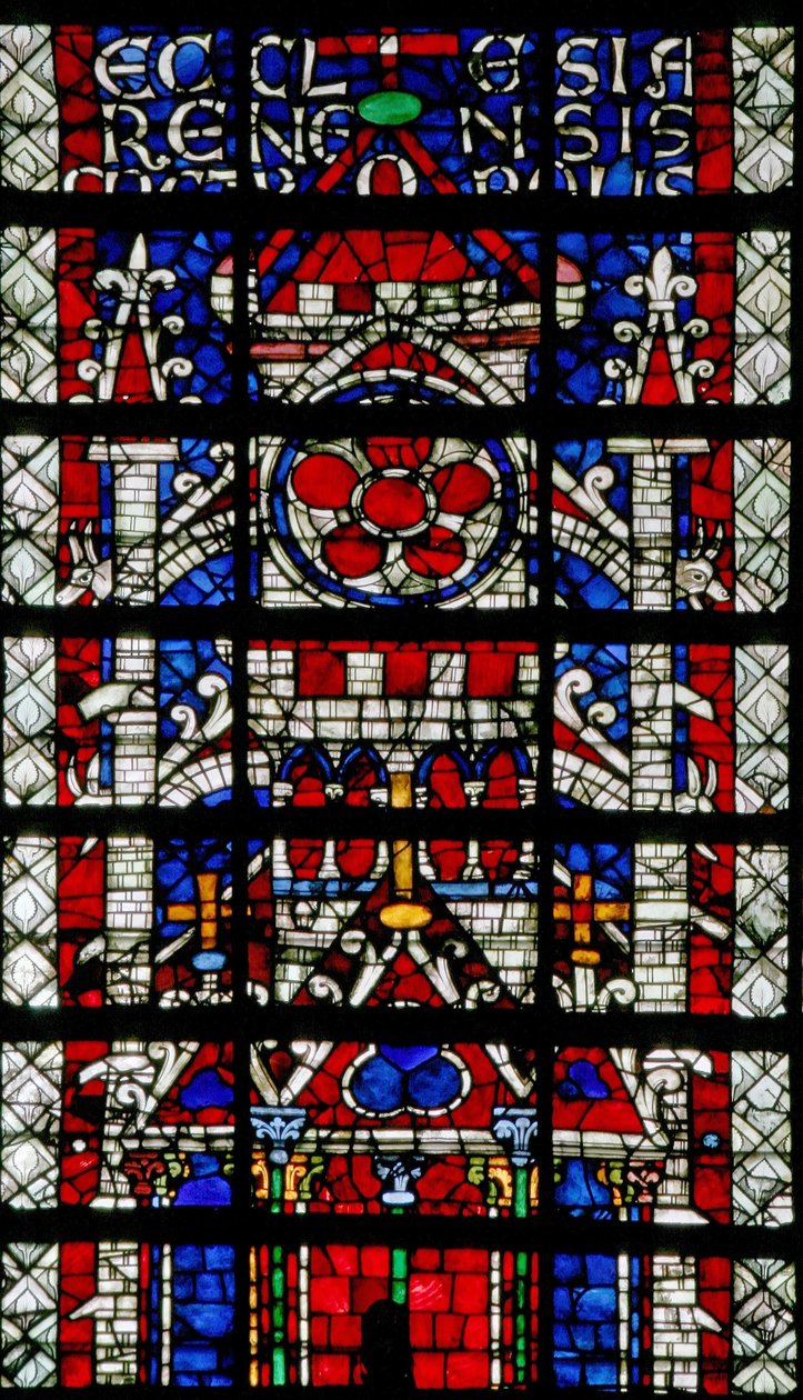 Janela w118 retratando a Catedral de Reims de French School