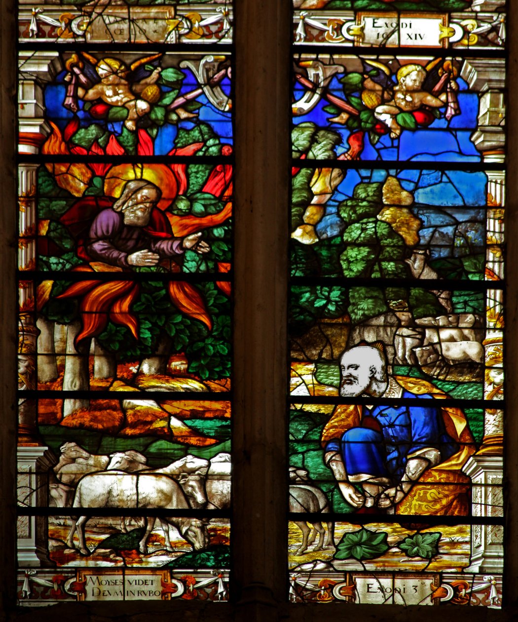 Janela w120 representando Moisés e a Sarça Ardente de French School