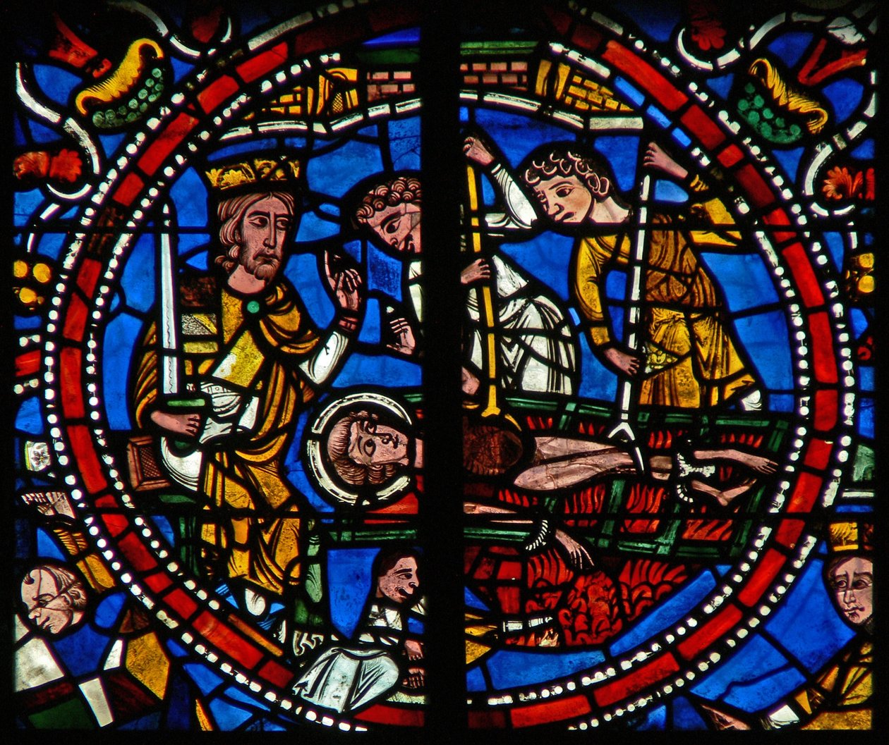 Janela w121 retratando o martírio de St Vincents na grelha de French School