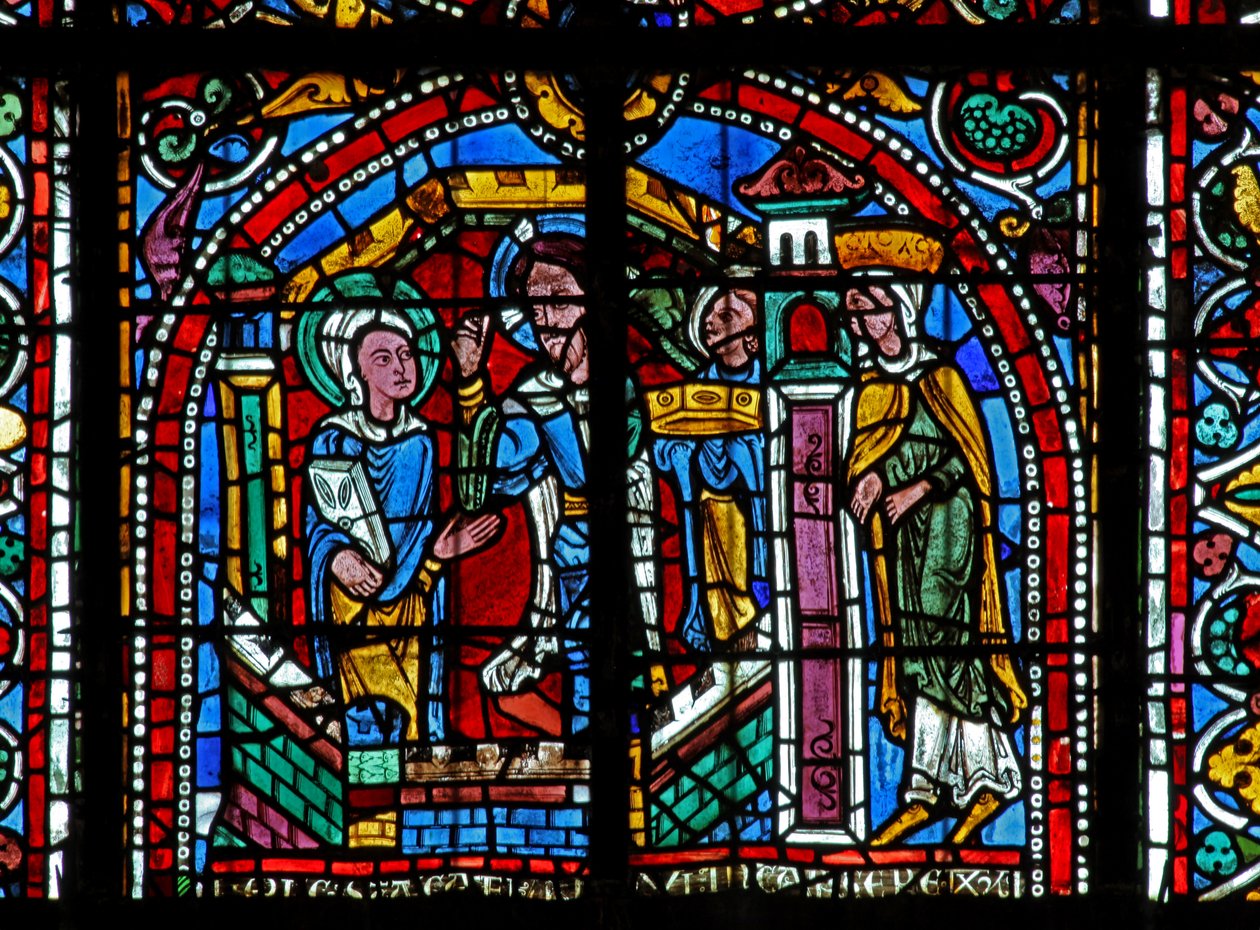 Janela w125 retratando Cristo visita St Catherine na prisão de French School