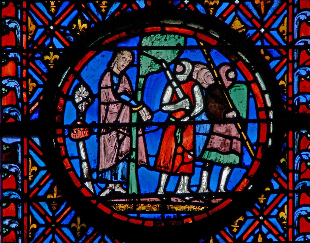 Janela w12 Achior amarrado a uma árvore Judith VI 8-9 de French School
