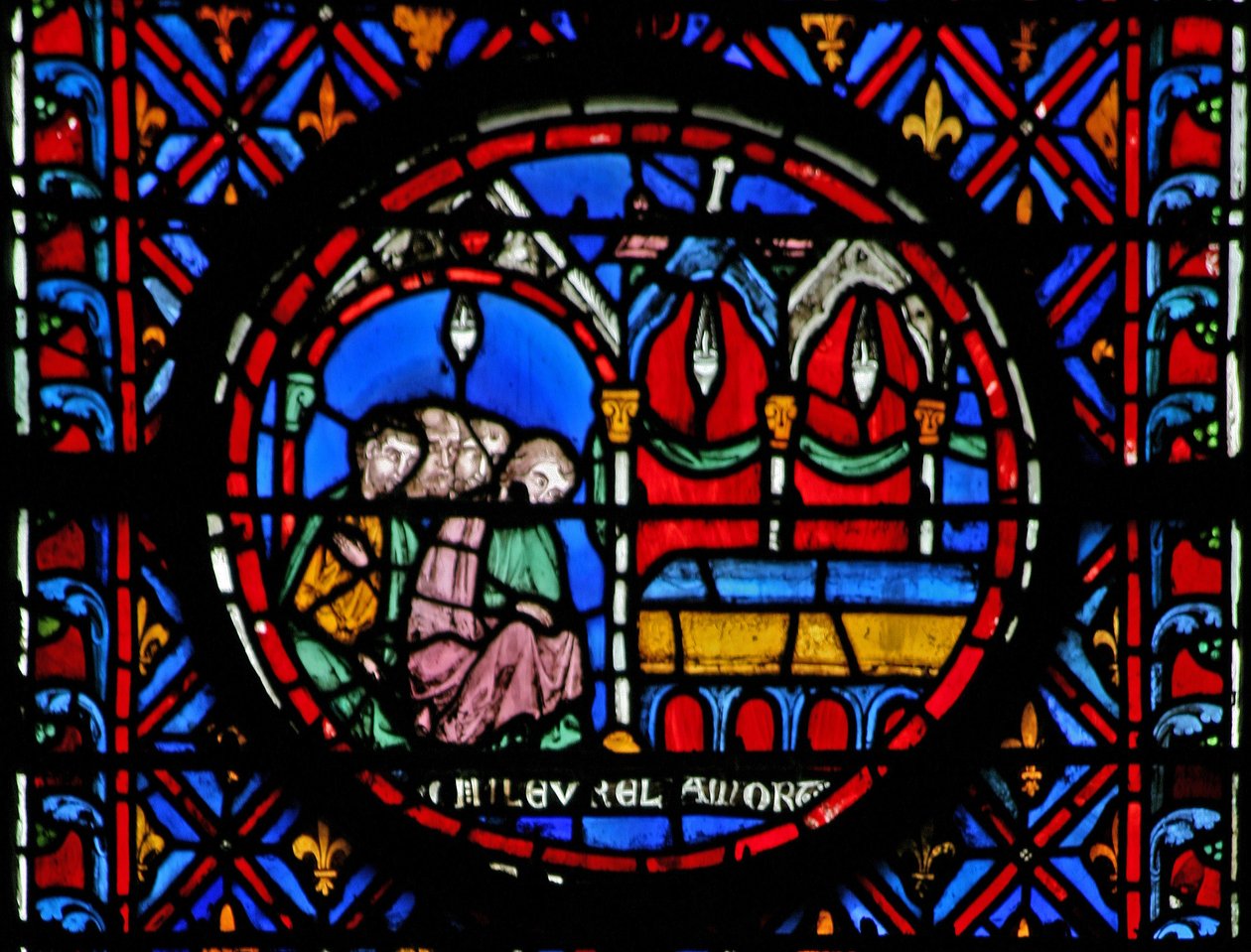 Janela w12 as pessoas choram sobre a morte de Judith. Judite XVI 29 de French School