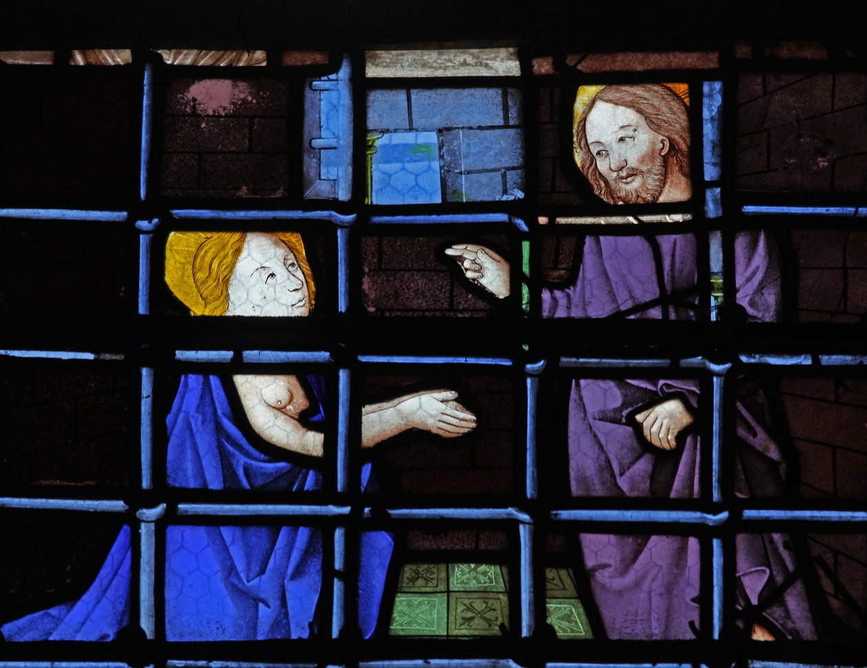 Janela w13 representando St Barbara na prisão com Cristo de French School
