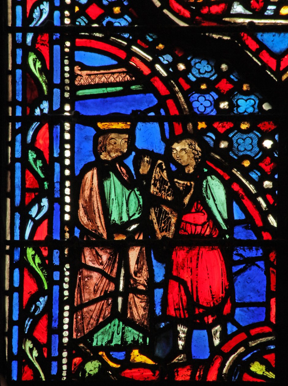 Janela w14 David tocando harpa para Saul I Sam XVI 23 de French School