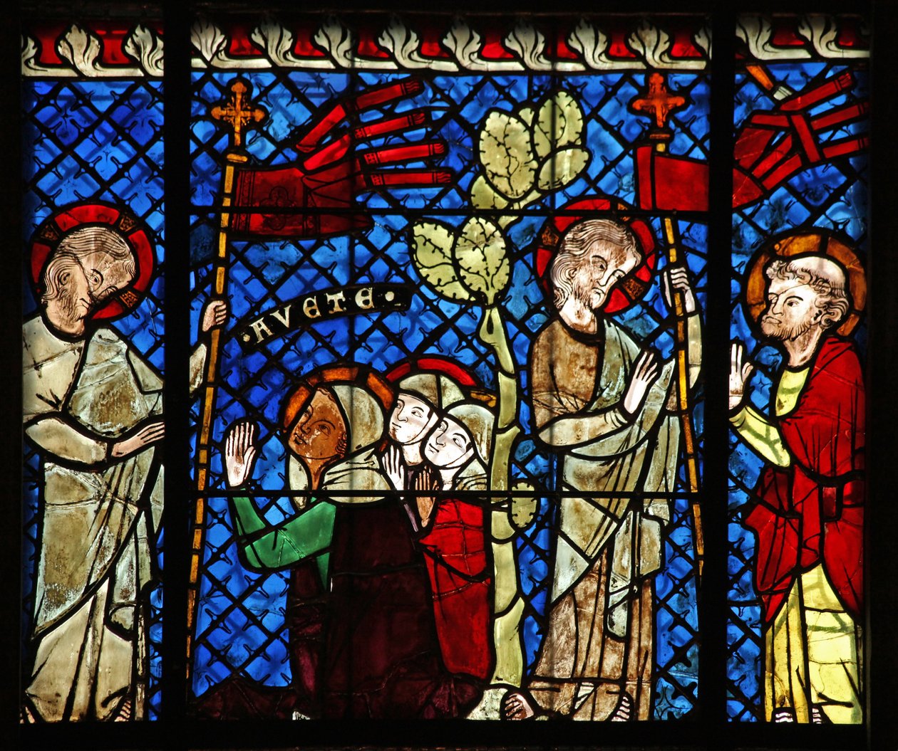 Janela w14 representando Cristo aparece para as mulheres e São Pedro de French School