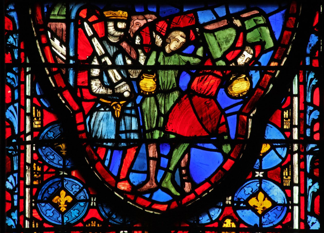 Window w15 Holy Relics: Croesus traz relíquias de Jerusalém de French School