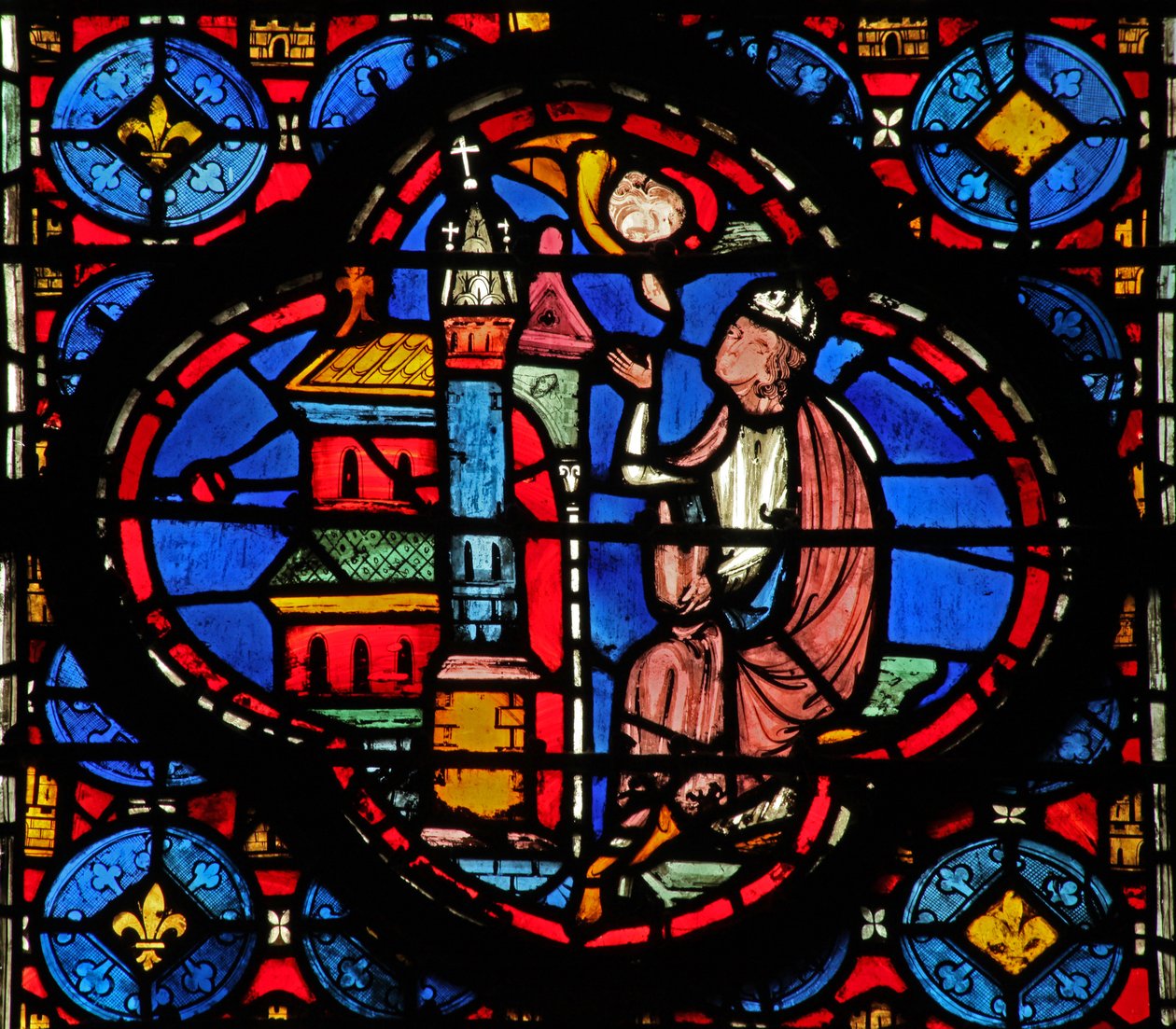 Window w15 Holy Relics: Guiriace recomendado por um anjo (de uma série de St Helen) de French School