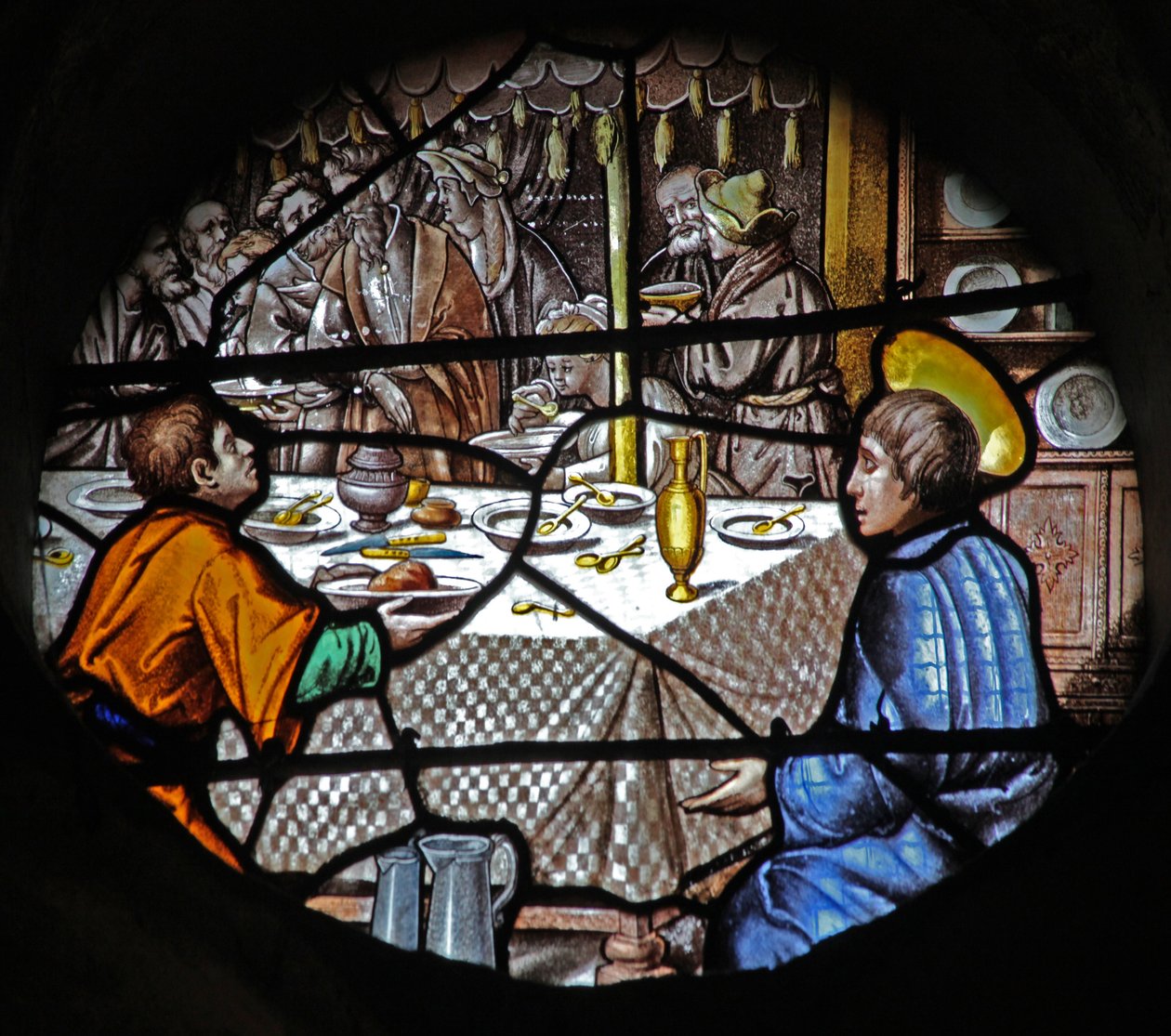 Janela w18 retratando uma cena da vida de St Yves - de French School