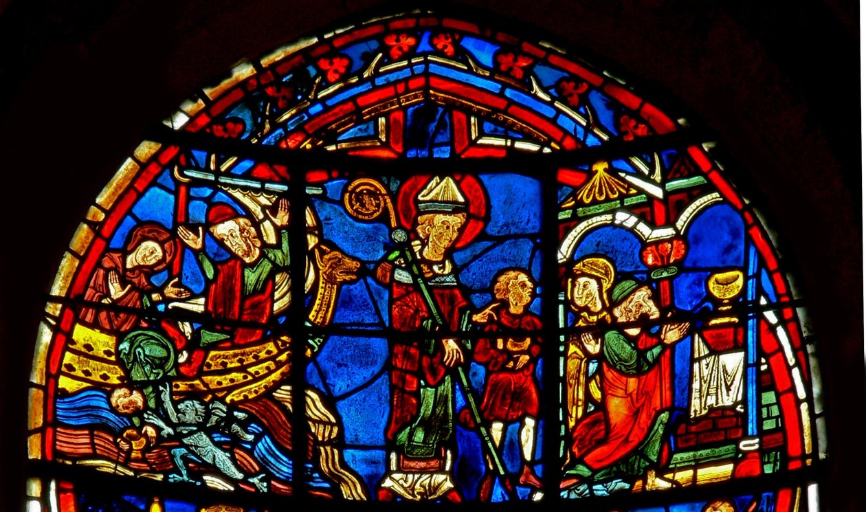 Janela w19 representando St Nicholas salva uma criança de French School